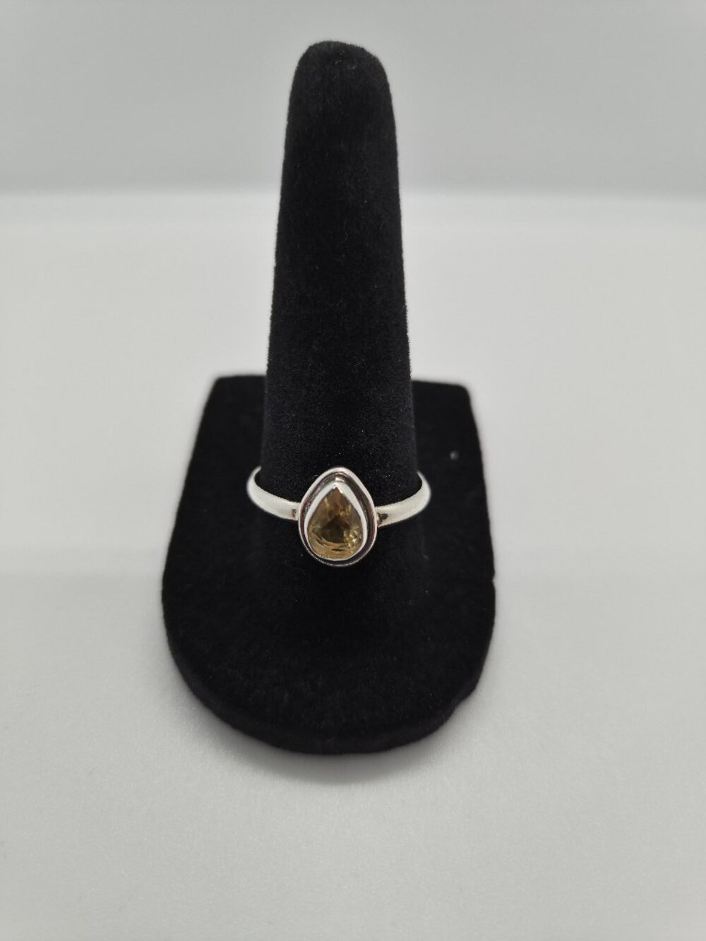 Sterling Silver 925 Citrine Ring Pear Cut Sz 9